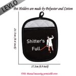 LEVLO Shitter’s Full Oven Mitts Christmas Vacation Movie Baking Gift Funny RV Oven Mitts for Camper Happy Camping Baking Gift (Shitter’s Full)