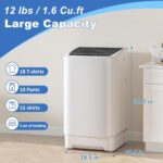 Erivess 1.6 Cu Ft Washer with 8 Cycles,Designed for Compact Living in Apartments, Rvs, This 12 Lbs Capacity Fully Automatic Washer Offers Convenience and Efficiency in One Sleek Package.