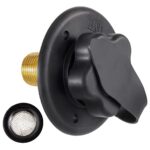 RecPro RV City Water Fill Inlet | Black | Optional Hose Elbow | Flange Brass with Check Valve | Camper | Trailer | Marine (No Hose Elbow) | Made in America