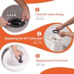 boeemi RV Toilet Seal and Floor Flange Kit, Designed for RV 300/310/320 Series, Replaces 385345892 Socket Flange and 385311658 Flush Seal and 385311652 Base Seal, 3 in 1 Combo Kit – Black