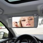 Car Mirror Visor Cosmetic Car Makeup Mirror for Car Visor, Large Car Vanity Mirror Sun-Shading Cosmetic Mirror for Car Truck SUV Rear View Mirror Sun, Shading Cosmetic Mirror with Straps. (Black)