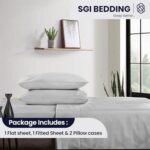 SGI bedding 600 Thread Count 4 Piece 100% Egyptian Cotton RV Short Queen Size Sheets Set (60×75), 15″ Deep Pocket Sheet Set, Premium, Breathable, Soft and Hotel-Quality Luxury Sheets- Lt. Grey