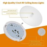 RVZONE RV Lights Interior, 5 Inch RV LED Ceiling Puck Light Dimmable 12 Volt LED Lights, 12V RV Puck Lights 4.5W Transparent Frosted RV Ceiling Dome Light for Camper Van Trailer Boat