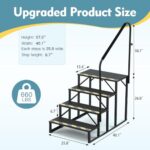 YOLENY 4-Step RV Steps with Handrail, 660 LBS Metal RV Stairs with Armrest Cover, Anti-Slip Hot Tub Steps, Mobile Home Steps for Travel Trailers, Camper, Pool and Porch with Non-Skid Tapes