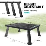 Marudina Large Platform RV Step with Cloth Cover and Anti-Slip Surface, 3-Level Adjustable Height, Light Aluminum Folding Step Stool, Supports Up to 1,000 lb – Ideal for RV and Multi-Use Scenarios