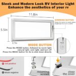 RV Lights Interior,3 Color RV LED Super Bright 11.8″ x 5.5″ Fixture,12V RV Ceiling Dome Light with ON/Off Dimmable Switch Energy Saving for RV/Camper/Car/Trailer/Boat