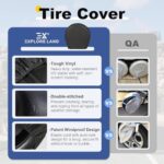 Explore Land Tire Covers 4 Pack – Tough Tire Wheel Protector for Truck, SUV, Trailer, Camper, RV – Universal Fits Tire Diameters 26-28.75 inches, Black