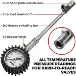 TireTek Tire Pressure Gauge (160 PSI) for Truck, Semi Truck, ATV, Motorhome, Cars & RV Accessories – Heavy Duty Dual Head Tire Gauges for Tire Pressure, Air Pressure Gauge, Tire Gauge for Dually Tires