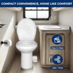 SereneLife RV Toilet with Gravity Flush – Standard Height, Foot Pedal, Leak-Proof, Odorless, T-Type Water Outlets, Easy Install and Clean – Ideal for RVs, Trailers, and Boats