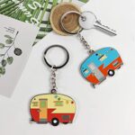 Camper Keychain Happy RV Keychain Set for Men Women Teenager Camper Lover Travel Trailers Vacation Couples Jewelry Gift Camping Accessories 2 Pack