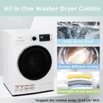 COMFEE’ 24″ Washer and Dryer Combo 2.7 cu.ft 26lbs Washing Machine Steam Care, Overnight Dry, No Shaking Front Load Full-Automatic Machine, Dorm White