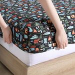 The Lakeside Collection Campsite Sheet Set with Retro Camping Print,4 pcs – Queen