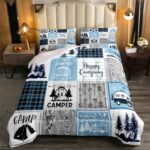 Erosebridal Queen Comforter Set for Rv Camper, Happy Camping Bedding Set Camper Gifts Duvet Insert for Boys Kids Teens, Arrows Plaid Patchwork Quilt Rustic Farmhouse Down Comforter