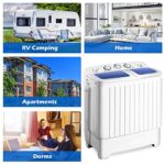 Giantex Portable Mini Compact Twin Tub Washing Machine 20lbs Washer Spain Spinner Portable Washing Machine, Blue+ White