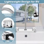 RV Kitchen Faucet, XFIRE-GEAR Camper Faucet Kitchen with Flexible Arc 360 Degree Rotatable Dual Function Sprayer, RV Sink Faucets for Motorhomes, Travel Trailers (8 Inches Apart)