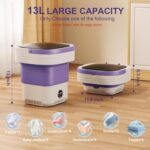 ???????? 13L Portable Washing Machine, Large Capacity Foldable Mini Washer and Spin Dryer with Deep Cleaning of Underwear, Baby Clothes and Small Clothes for Apartments, Dorm,RV, Travel